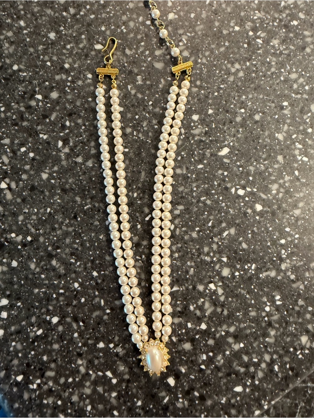 Pearl Double-Strand Necklace with Gold Accent